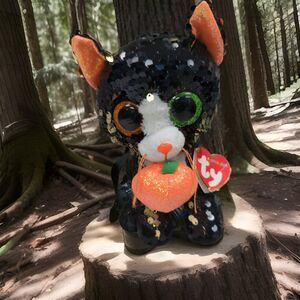 TY FLIPPABLES JINX HALLOWEEN CAT CHANGING SEQUINS 10" 25cm MEDIUM BUDDY SIZE